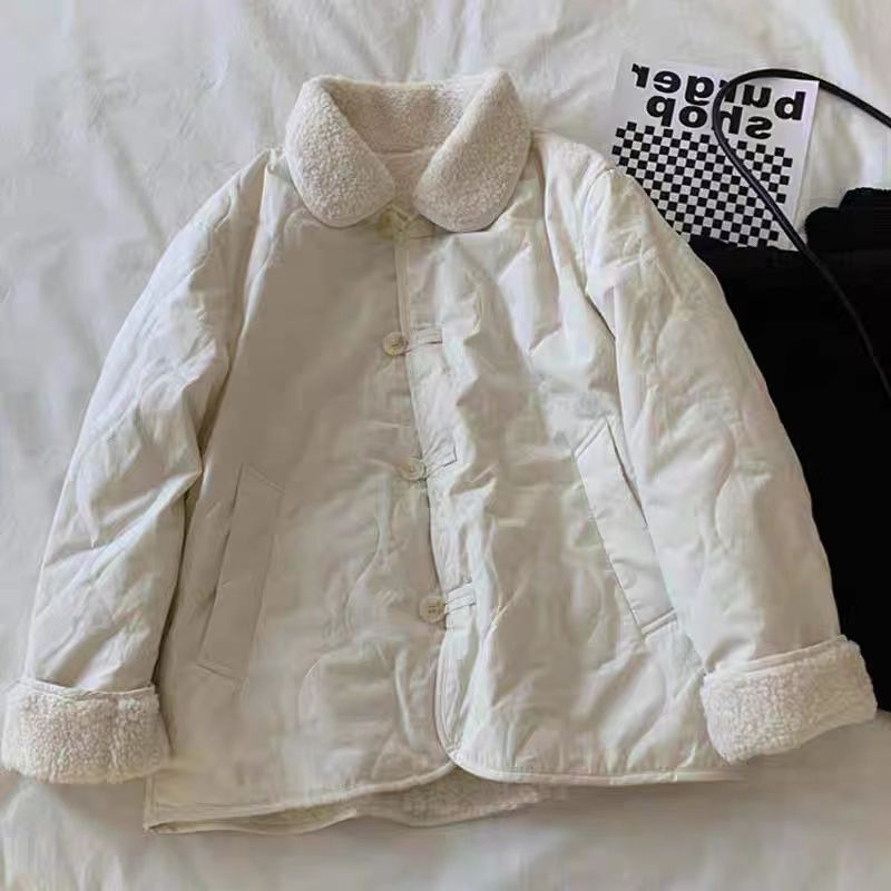 Geacă căptușită din bumbac reversibilă cu guler polo, mâneci lungi, glugă, lungime ultra-scurtă