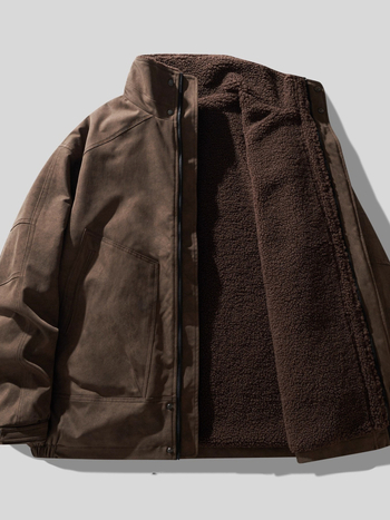 Pánska bavlnená bunda s výplňou z polyesteru a podšívkou z polyesteru, zapínanie na zips, stojací golier