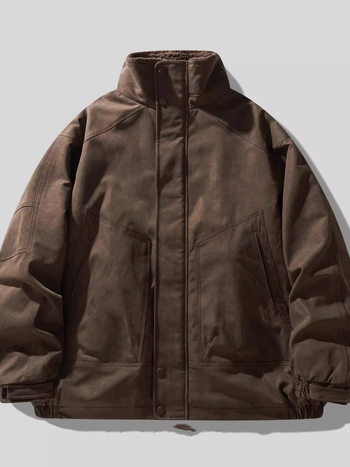 Pánska bavlnená bunda s výplňou z polyesteru a podšívkou z polyesteru, zapínanie na zips, stojací golier