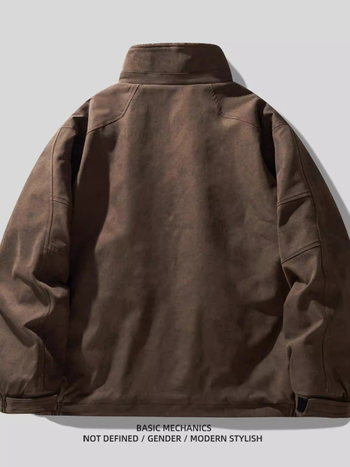 Pánska bavlnená bunda s výplňou z polyesteru a podšívkou z polyesteru, zapínanie na zips, stojací golier