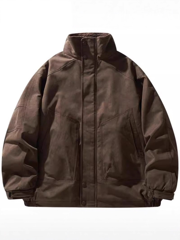 Pánska bavlnená bunda s výplňou z polyesteru a podšívkou z polyesteru, zapínanie na zips, stojací golier