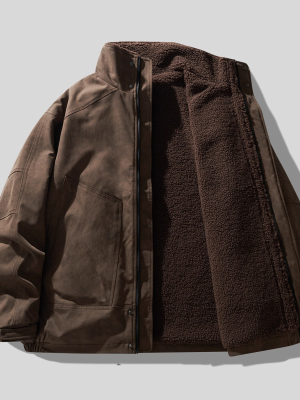 Pánska bavlnená bunda s výplňou z polyesteru a podšívkou z polyesteru, zapínanie na zips, stojací golier