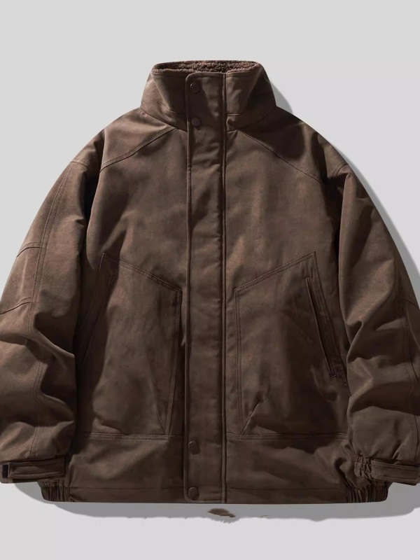 Pánska bavlnená bunda s výplňou z polyesteru a podšívkou z polyesteru, zapínanie na zips, stojací golier