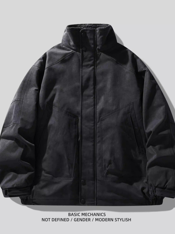 Pánska bavlnená bunda s výplňou z polyesteru a podšívkou z polyesteru, zapínanie na zips, stojací golier