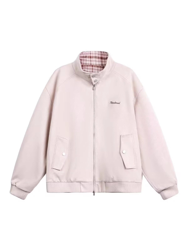 Бейзболно яке с каре замшено плюшено, свободен силует, лапеля яка, цип, полиестерна материя