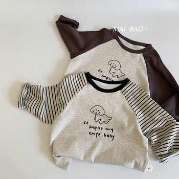 Vaikų marškinėliai, korejiečių stiliaus, ilgomis rankovėmis, 95,9% medvilnė, skirtas 3–8 metų vaikams