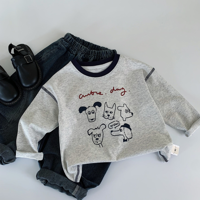 Vaikų marškinėliai, korejiečių stiliaus, ilgomis rankovėmis, 95,9% medvilnė, skirtas 3–8 metų vaikams