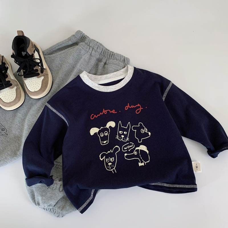 Vaikų marškinėliai, korejiečių stiliaus, ilgomis rankovėmis, 95,9% medvilnė, skirtas 3–8 metų vaikams