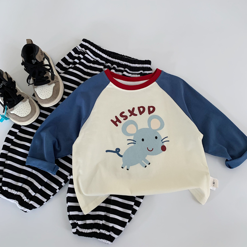 Vaikų marškinėliai, korejiečių stiliaus, ilgomis rankovėmis, 95,9% medvilnė, skirtas 3–8 metų vaikams