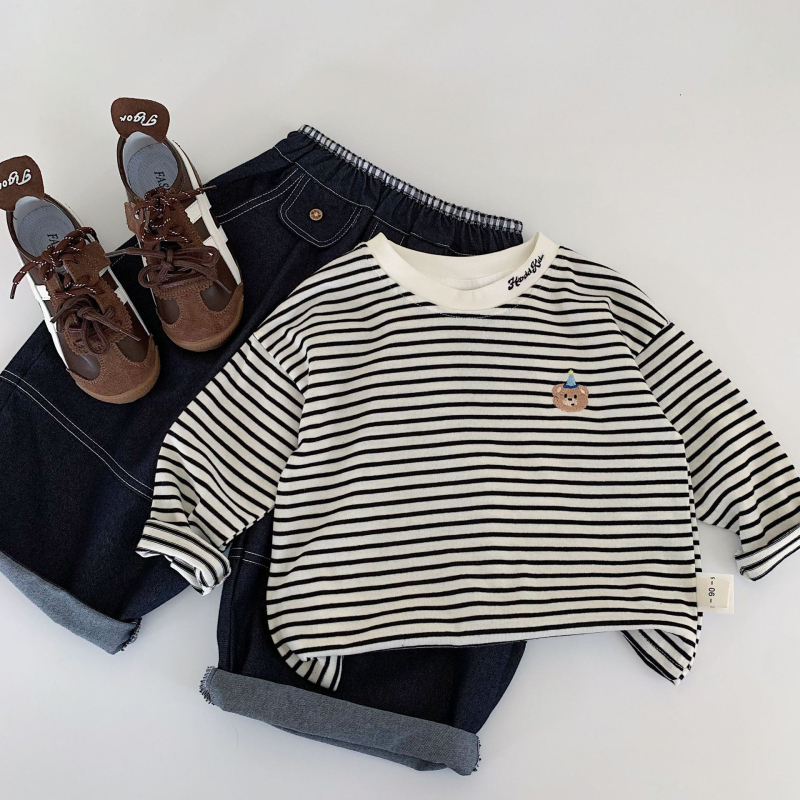 Vaikų marškinėliai, korejiečių stiliaus, ilgomis rankovėmis, 95,9% medvilnė, skirtas 3–8 metų vaikams