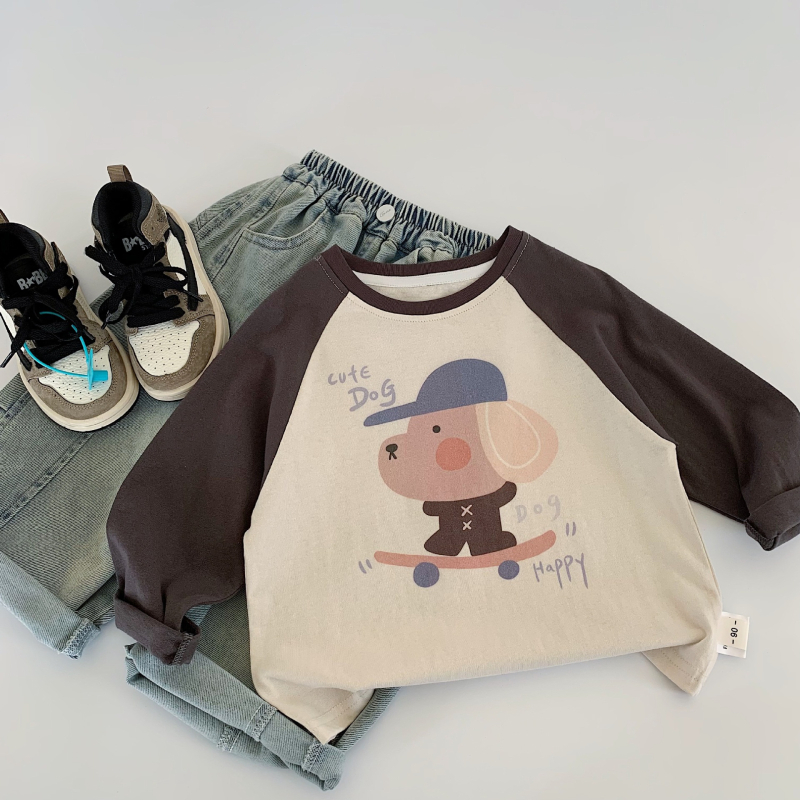 Vaikų marškinėliai, korejiečių stiliaus, ilgomis rankovėmis, 95,9% medvilnė, skirtas 3–8 metų vaikams