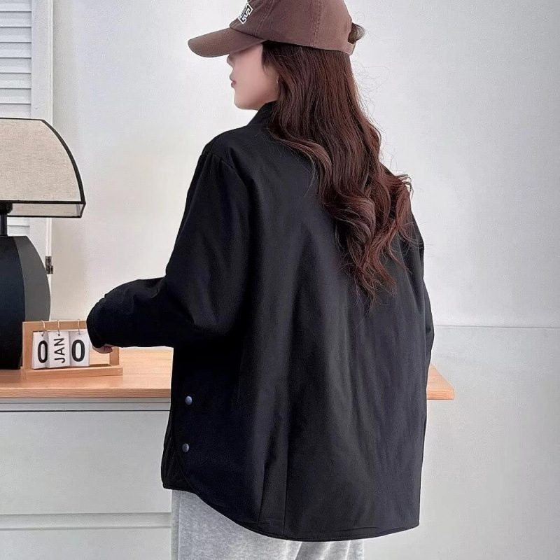 Ženski pamučni kaput s punjenjem – extradugačak, ovratnik tip košulje, dugi rukavi, tanko punjenje, materijal 95% pamuka