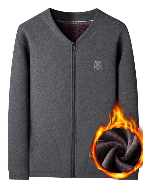 Muški kardigan s debelim fleeceom, punilo poliester, materijal poliester 95%, podloga elastan 5%, zatvaranje zipom, stojeći ovratnik