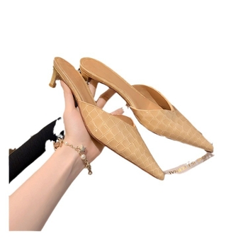 Dámske mules s hadím povrchom, špičatý nos, nízka päta, vnútro zo supervlákna, gumová podrážka