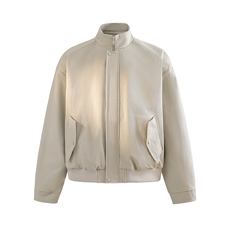 Bunda s stojacim golierom, zipsom, voľný strih, bočné vrecká, jednofarebný polyester 100% s podšívkou 100%, jeseň 2025