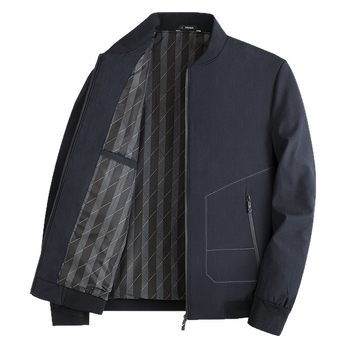 Jakna s stojacím golierom, zipsom, úzky strih, na jar a jeseň pre mužov