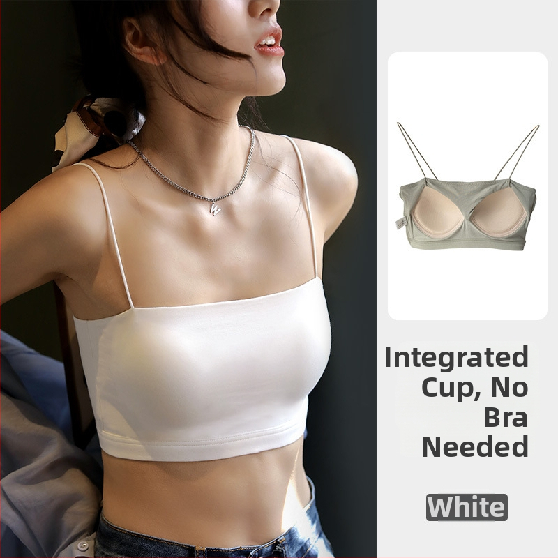 Moteriškas cami topas su vienu pečiu, itin trumpas ilgis, medvilnės-modalo-spandekso mišinys