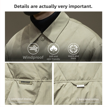 Prešívaná bunda s bielym kačacím perím, kapucňa, zips, voľný strih, zimný model