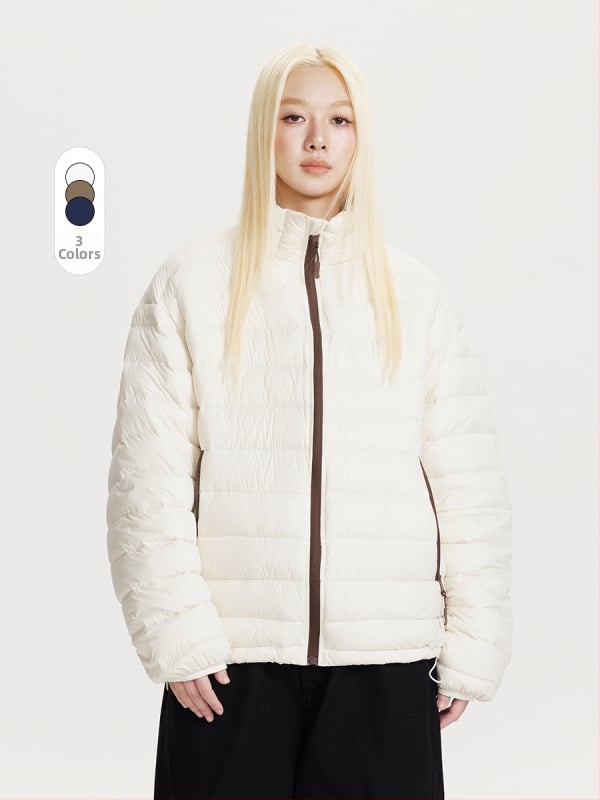 Unisex péřová bunda s výplní z bieleho kačacieho peria, obsah peria 86–90%, vonkajší nylon, podšívka polyester