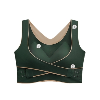 Найлонов спортен бюстгальтер-потник с подплънки, без жици, тънко оформени чашки, кръстосани странични катарами