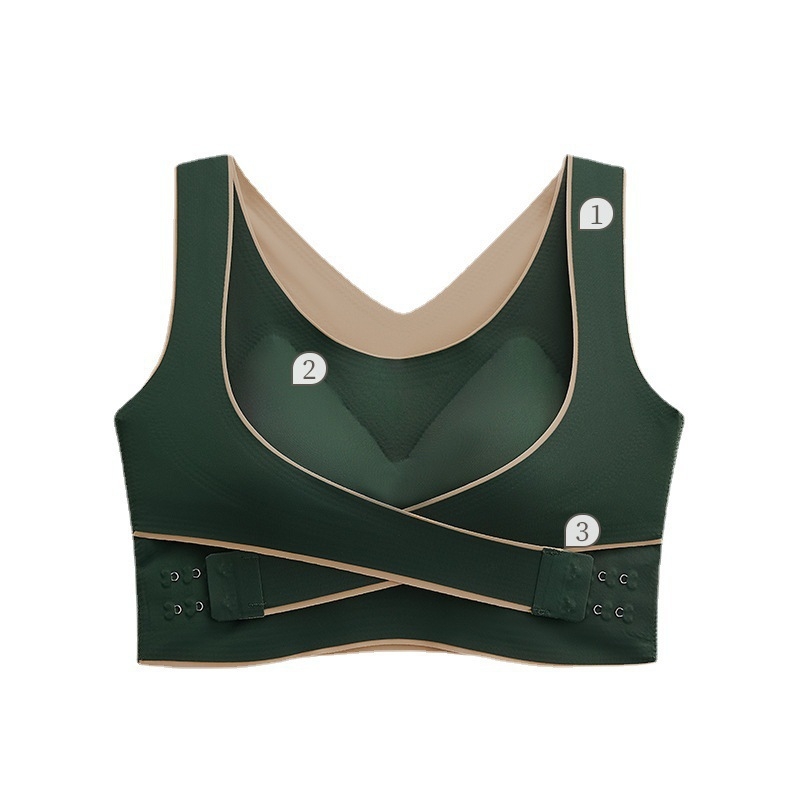 Найлонов спортен бюстгальтер-потник с подплънки, без жици, тънко оформени чашки, кръстосани странични катарами