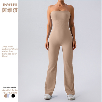 INWIKI moterų vienos dalies sportinis kombinezonas joga ir šokiams, 75% nailonas / 25% spandeksas, krūtinės pagalvėlė įtraukta, drėgmės sugeriantis audinys, nailonas, ruduo 2023