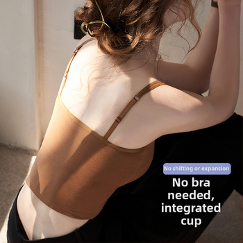 Dámske bavlnené tielko s vstavanými vypchávkami na prsiach, U-tvarovaný chrbát, 3/4 košíček, pevné dvojité ramienka