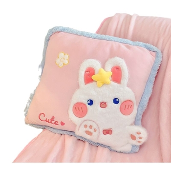 Възглавничка-одеяло 2-в-1, двупосочна, плюшено покритие, пълнеж PP памук, принт със симпатични животни, персонализируемо