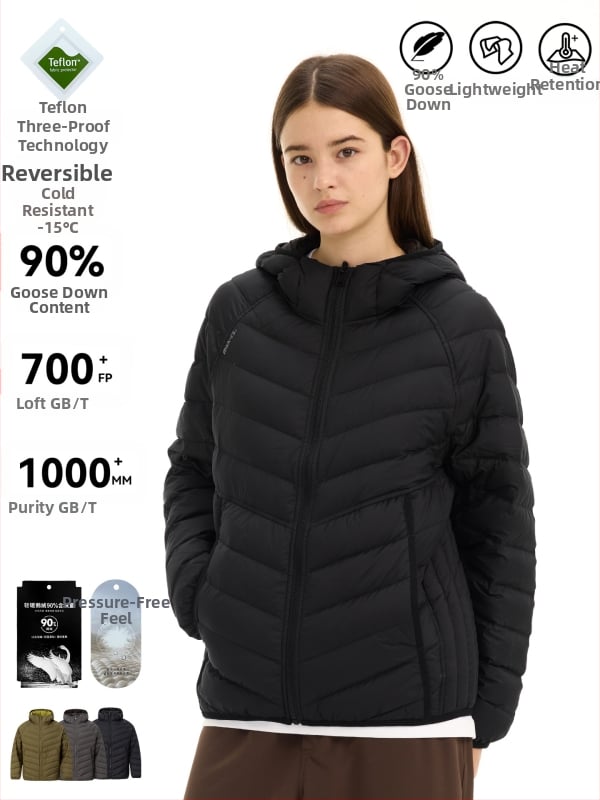 Prešívaná bunda zo husieho sypu 86-90% obsahu, kapucňa, vetruodolná a studená, polyesterová tkanina, voľný strih, zimné mestské nosenie