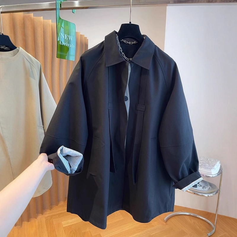 Sieviešu garām piedurknēm krekli-žakete, britu/korejiešu stilā, revers kakla, brīvā piegriezuma, poliesteris