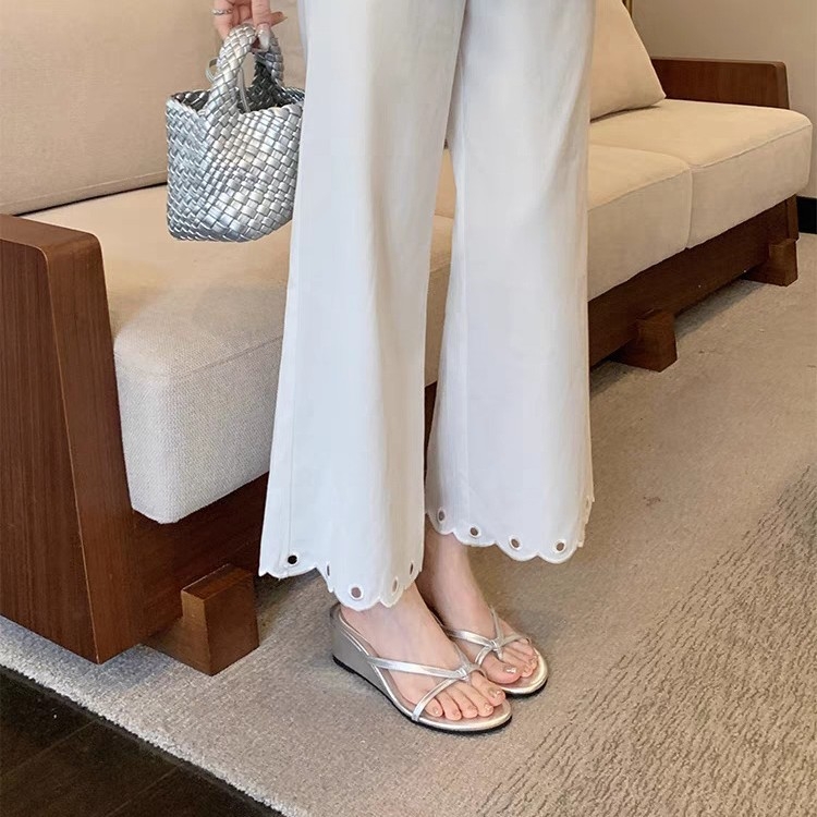 Ženske sandale s 6 cm klina, debela potplata, okrugli vrh, gumena potplata, gornji i unutarnji dio od super vlakana