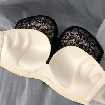 Bez ramienok neviditeľná podprsenka – push-up, protišmyková, bandeau štýl, 3/4 košíček, nylon bezšvový