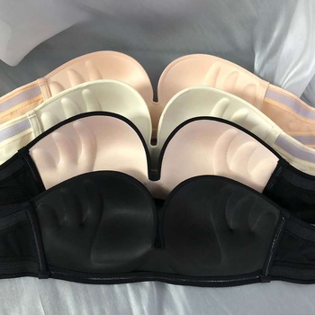 Bez ramienok neviditeľná podprsenka – push-up, protišmyková, bandeau štýl, 3/4 košíček, nylon bezšvový