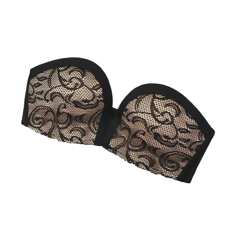 Bez ramienok neviditeľná podprsenka – push-up, protišmyková, bandeau štýl, 3/4 košíček, nylon bezšvový