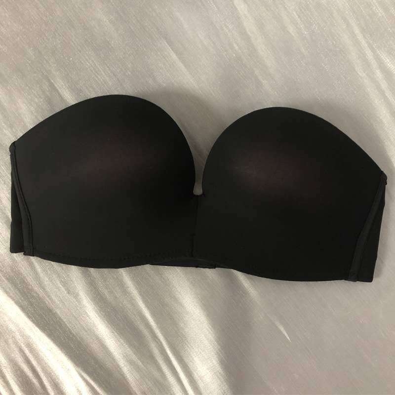 Bez ramienok neviditeľná podprsenka – push-up, protišmyková, bandeau štýl, 3/4 košíček, nylon bezšvový