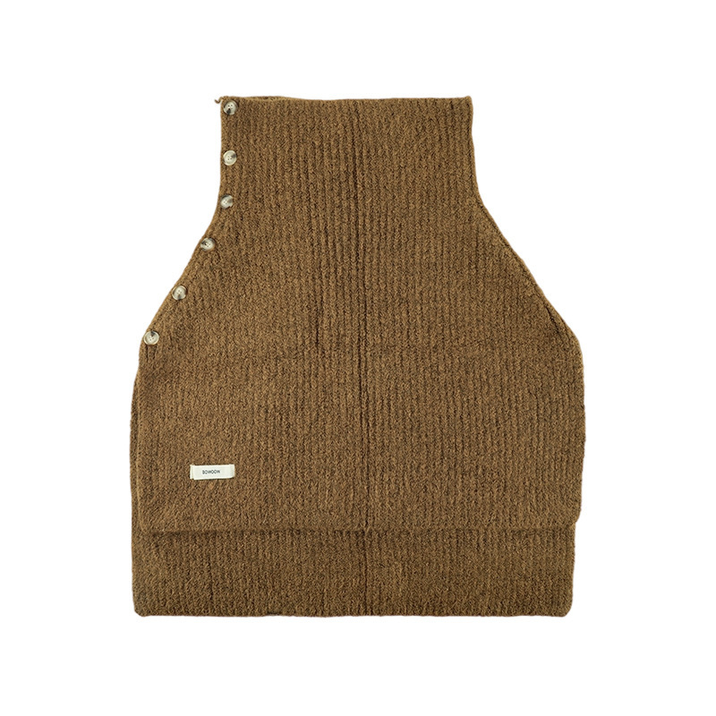 Unisex pamučni warp-pleteni šal-kabanica s visokim ovratnikom i prorezom, jednobojna, zimska vanjska odjeća grije, Zima 2025