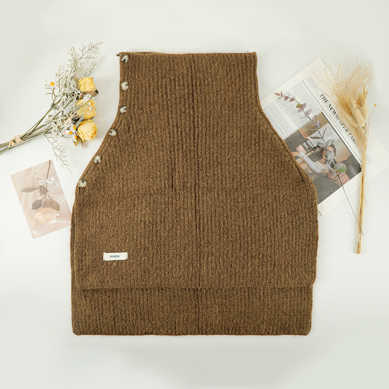 Unisex pamučni warp-pleteni šal-kabanica s visokim ovratnikom i prorezom, jednobojna, zimska vanjska odjeća grije, Zima 2025