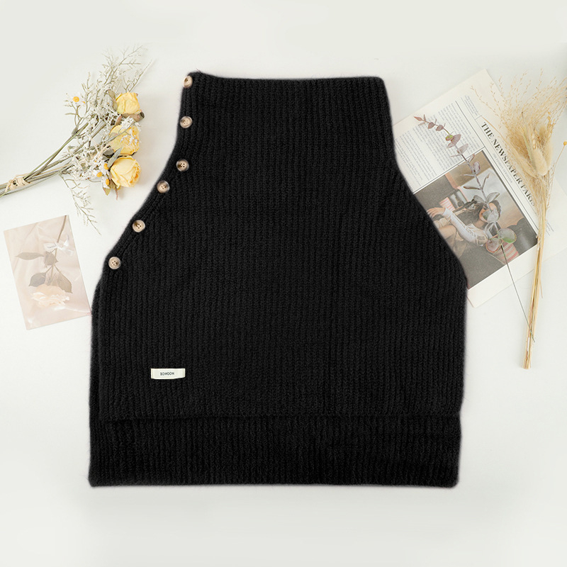 Unisex pamučni warp-pleteni šal-kabanica s visokim ovratnikom i prorezom, jednobojna, zimska vanjska odjeća grije, Zima 2025