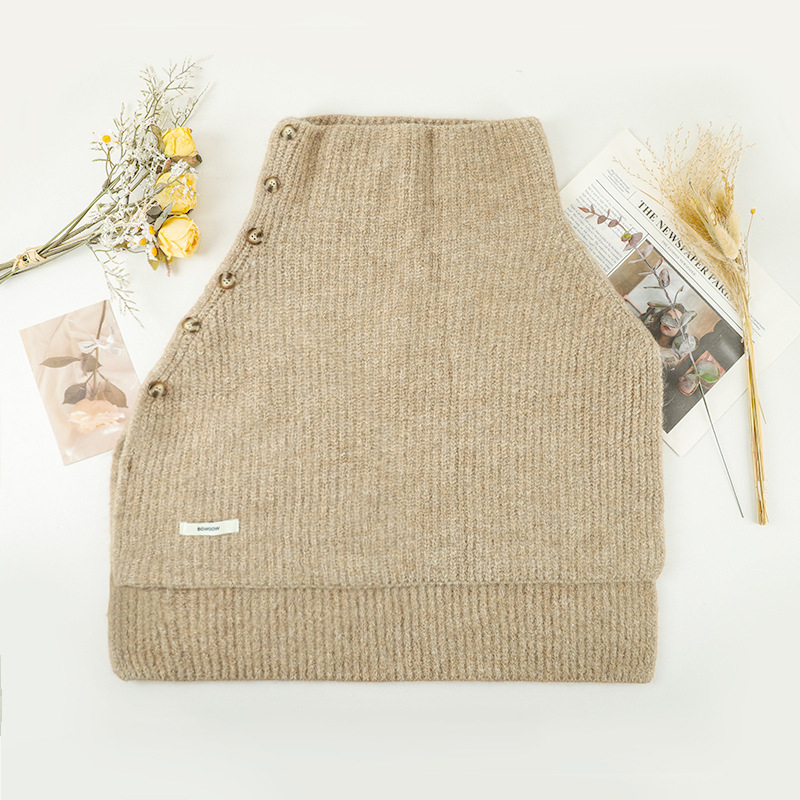 Unisex pamučni warp-pleteni šal-kabanica s visokim ovratnikom i prorezom, jednobojna, zimska vanjska odjeća grije, Zima 2025