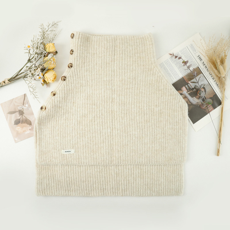 Unisex pamučni warp-pleteni šal-kabanica s visokim ovratnikom i prorezom, jednobojna, zimska vanjska odjeća grije, Zima 2025