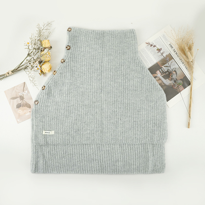 Unisex pamučni warp-pleteni šal-kabanica s visokim ovratnikom i prorezom, jednobojna, zimska vanjska odjeća grije, Zima 2025