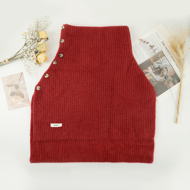 Unisex pamučni warp-pleteni šal-kabanica s visokim ovratnikom i prorezom, jednobojna, zimska vanjska odjeća grije, Zima 2025