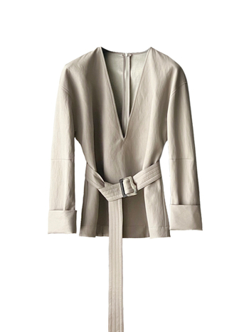 PU кожено яке с дълбоко V-образно деколте, качулка, реглан ръкави, колажен дизайн (зимна колекция 2025)