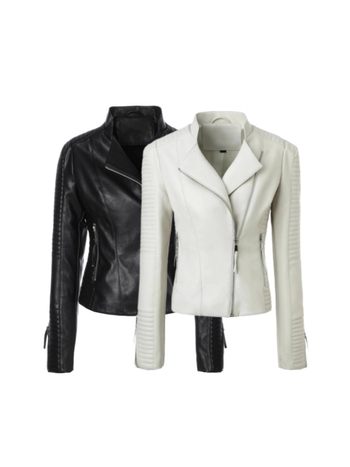 Дамско PU кожено яке, яка Lapel, диагонална ципа, слим фит, дълги ръкави