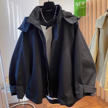 Sieviešu kapucēta vēja jaka ar šauru piegriezumu, stāvošā apkakle, ģeometrisks raksts, audums: spandekss + atjaunota celuloze