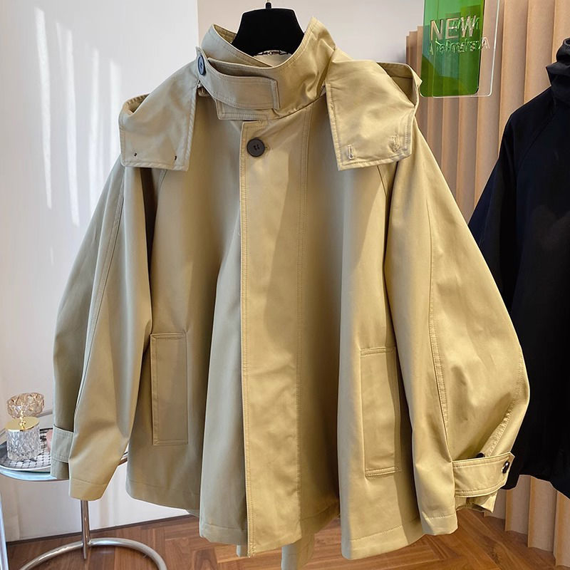 Sieviešu kapucēta vēja jaka ar šauru piegriezumu, stāvošā apkakle, ģeometrisks raksts, audums: spandekss + atjaunota celuloze