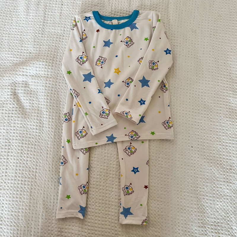 Set termic pentru copii: tricou cu mânecă lungă și pantaloni, 95% bumbac, pentru iarnă și toamnă, vârsta 3-8 ani, imprimeu animale/desene animate.