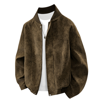 PU odinė striukė su gobtuvu, stačiai apykaklė, užtrauktukas, laisvas kirpimas, tinka pavasariui ir rudeniui