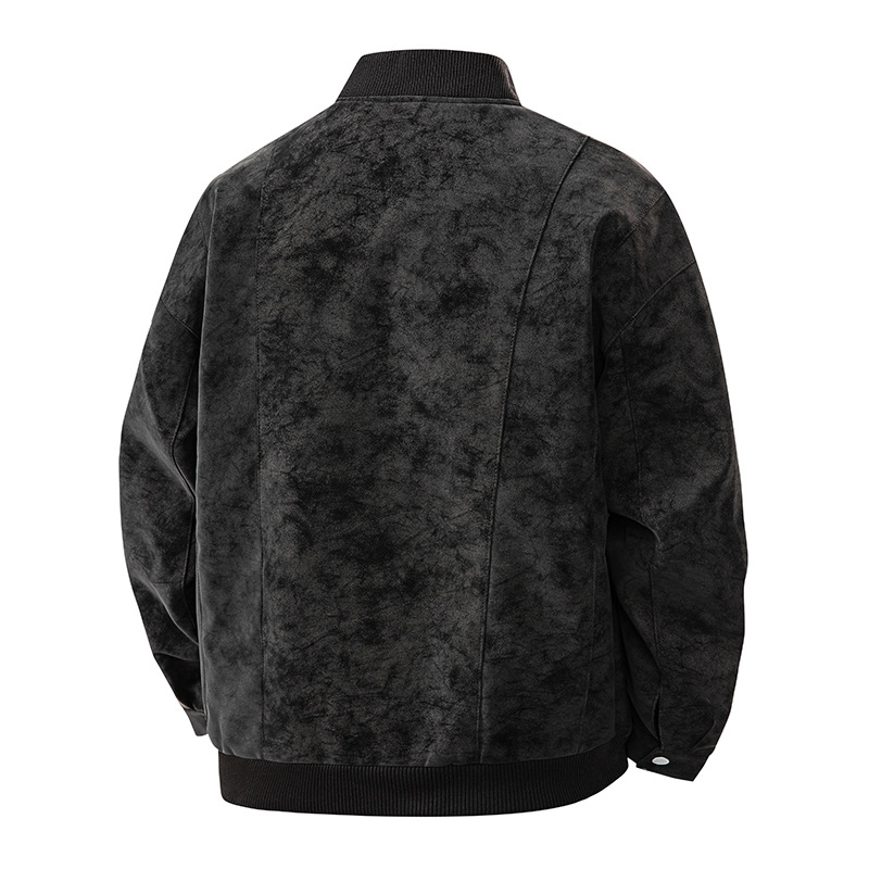 PU odinė striukė su gobtuvu, stačiai apykaklė, užtrauktukas, laisvas kirpimas, tinka pavasariui ir rudeniui