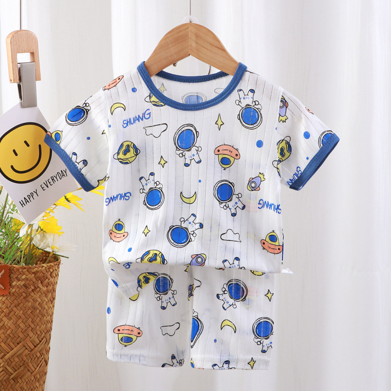 Gyermekeknek pamut alvóruha két részes szett, uniszex, 1–3 éveseknek, vékony anyag, nedvszívó